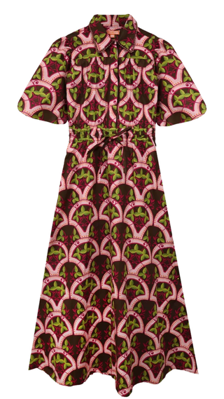 Banyan Puff Sleeve Midi Dress - Berry Vine