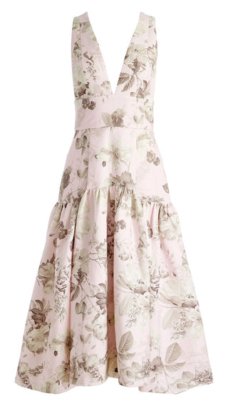 Lila Floral Linen-Blend Midi Dress - Meadow - Size 6