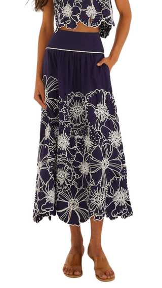 Flowers Richelieu Blue Skirt