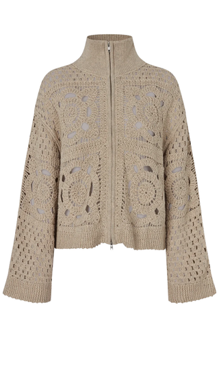 Crosette Knit Cardigan, Camel