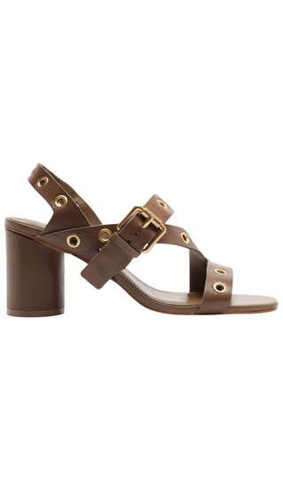 Buckle Block Heel Sandal, Sand