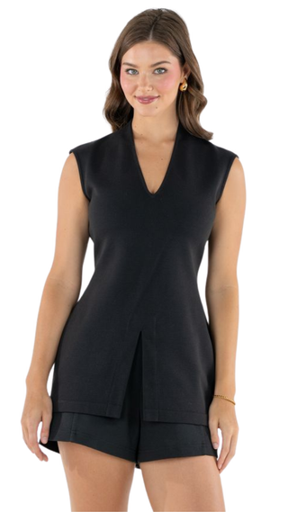 Gwen Tunic - Black, Blackstretch Knit