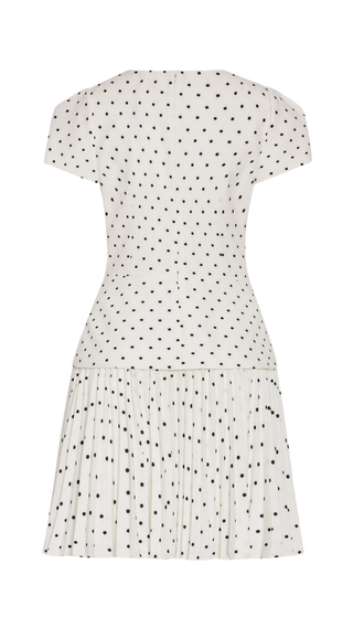 Haddy Short Sleeve Polka Dot Mini Dress, Black/White