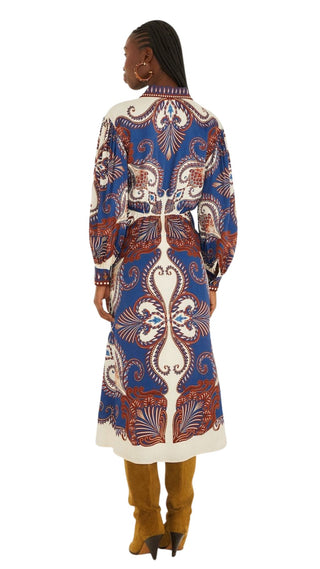 Arabesque Scarf Blue Midi Dress