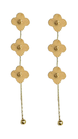Gold Clover Duster Drop Earrings