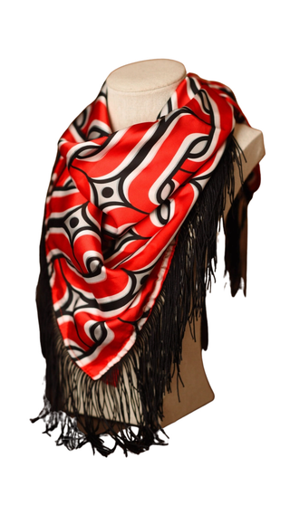 Game Day Fringe Scarf - Red And Black