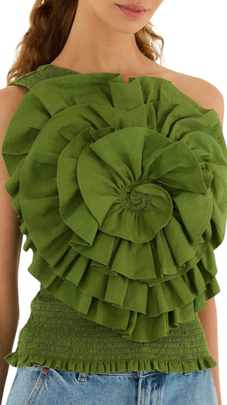 Green One Shoulder Blouse