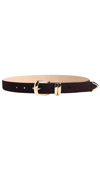 The Suede Jordan Belt - Chocolate/Polished Gold