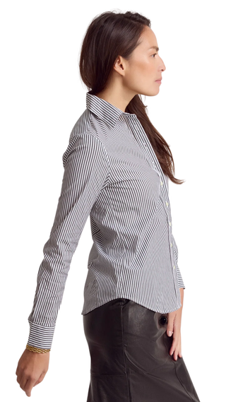 The Icon Shirt In Stripe, Gunmetal/White Stripe
