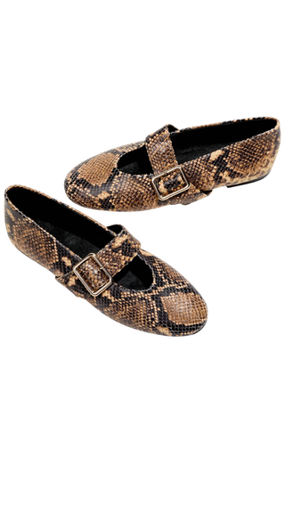 Danvers Flat - Chocolate Snake Leather