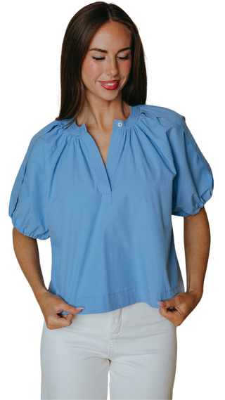 Henley Top, French Blue