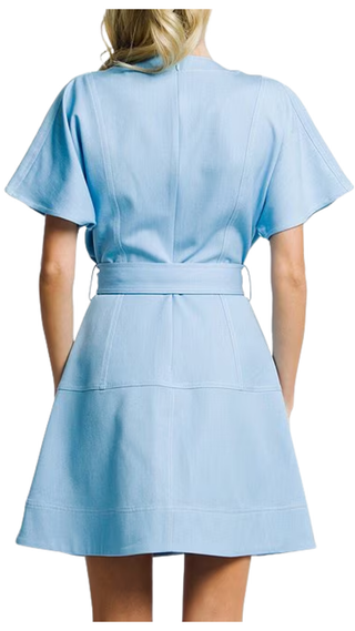 Polly Patch Pocket Denim Mini Dress - Light Blue