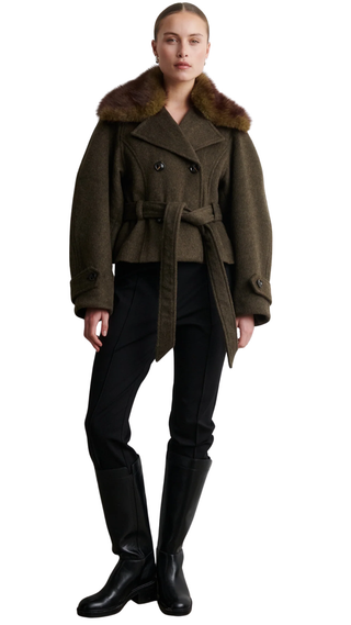 Agola Belt Jacket, Black Olive