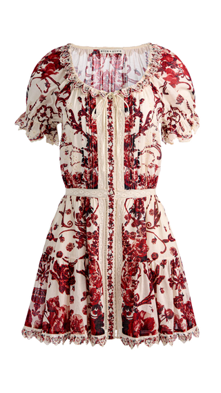 Mclaine Ember Puff Sleeve Button Down Tiered Mini Dress, Orchard Glow