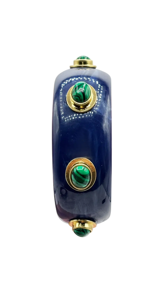 Renee Bangle In Lapis Resin And Malachite Stones