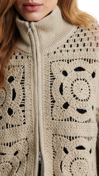 Crosette Knit Cardigan, Camel