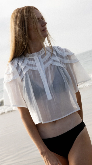 The Hayden Shirt, White Ruffle