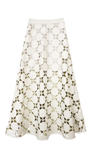 Elizabeth Skirt - White Laser Cut Leather