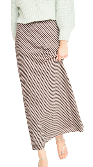Santander Silk Skirt, Shadowline Plaid