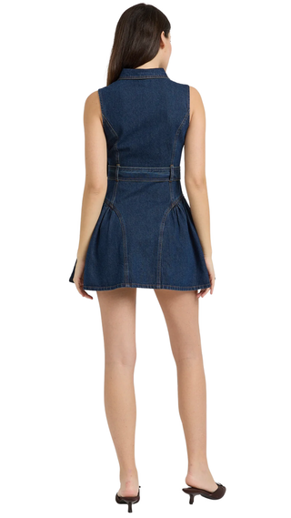 Paige Mini Belt Dress, Indigo