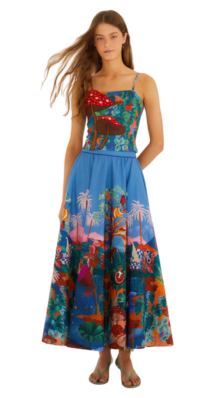 Dream Landscape Multicolor Midi Skirt