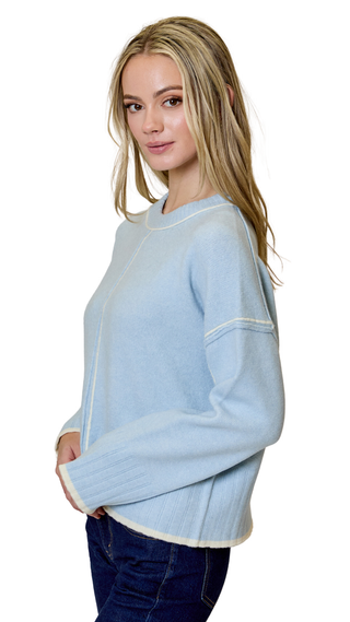 Long Sleeve Crew Neck Sweater, Blue Echo Combo