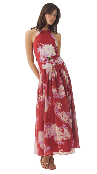 Abbey Dress, Red/Ivory