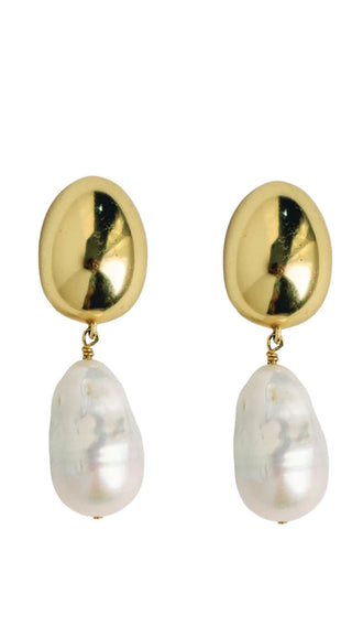 Vintage Chunky Gold and Pearl Statement Drop Earrings