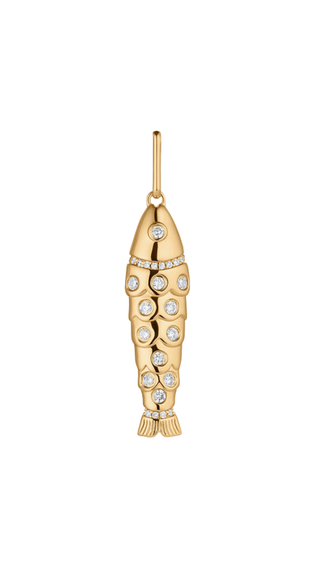 Goldie Pavé Fish Charm, 14k Gold Plated
