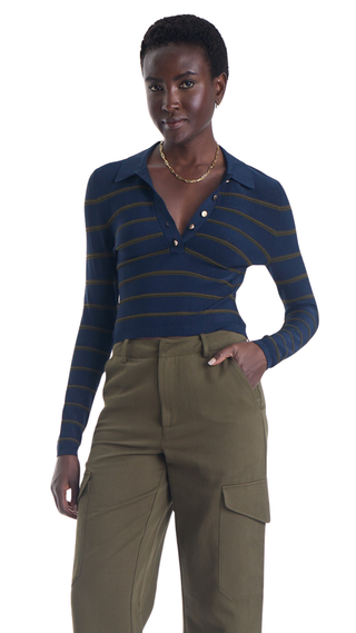 Scout Stripped Knit Polo, Navy