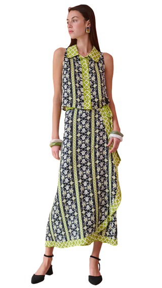 Cooper Wrap Skirt - Fleur de Lune Black