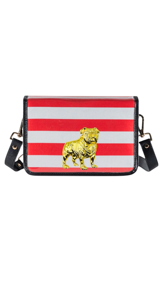 Red and White Thicc Stripe Clear Stadium Bag with Bulldog