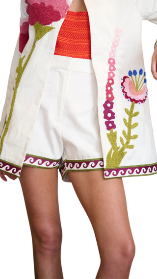 Caroline Tailored Short - Floral Embroidered