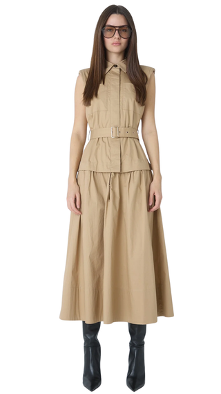 Ashtyn Cotton Long Dress - Khaki