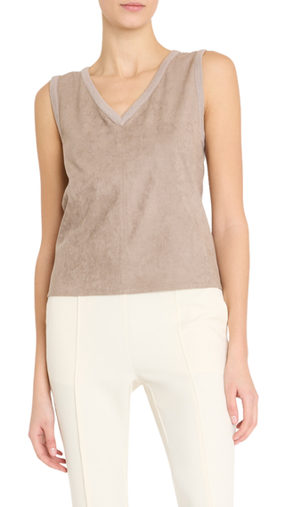 Iva Suede Knit Top, Taupe
