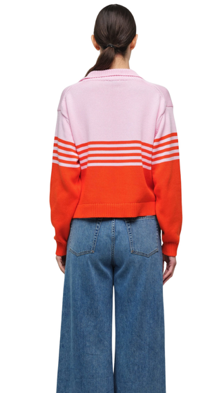 Jules Knit Polo - Lobster Stripe