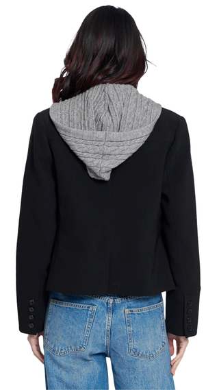 Sienna Solid Jacket With Cable Hooded Dickey, Black