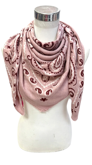 Large Woolen Square Bandana - Rose