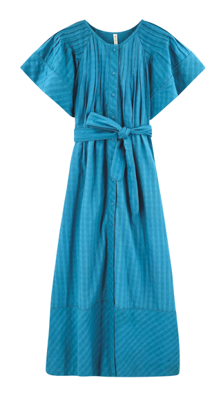 Vienna Pintuck Dress - Azure Dobby Blu