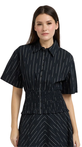 Tricia Peplum Shirt, Black Ivory