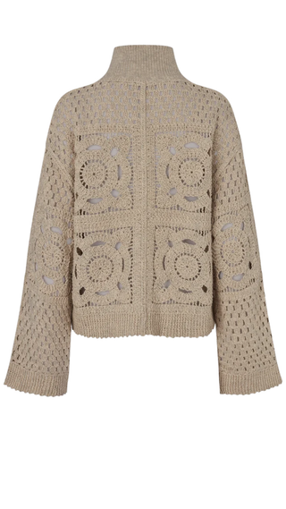 Crosette Knit Cardigan, Camel