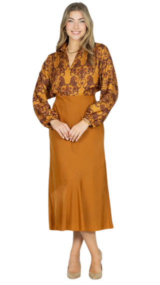 Bias Midi Skirt, Pecan