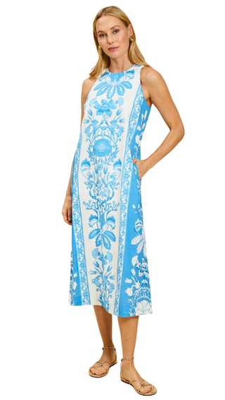 Farfalle Midi Dress - Florentine Blue