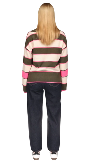Varsity Rugby Polo, Lace/Olive, Neon Pink