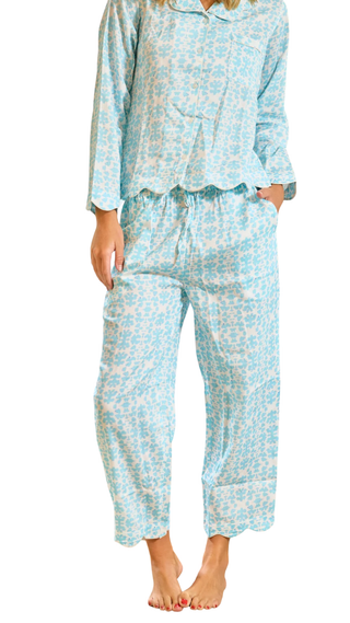 Scalloped Pajama Set Long - Blue Chintz