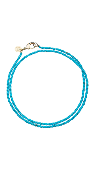 Double Wrap Diamond Cut Beaded Necklace in Turquoise