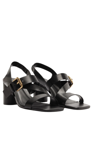 Buckle Block Heel Sandal - Black