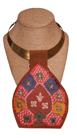 Kilim Pendant Necklace - Pink Floral