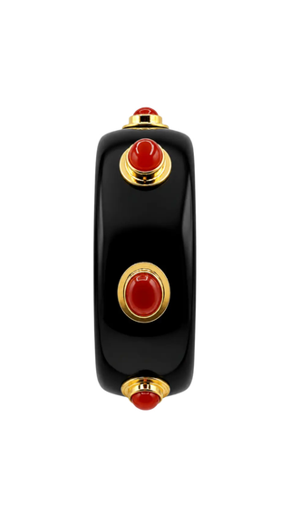 Renee Bangle In Black Resin And Carnelian Stones