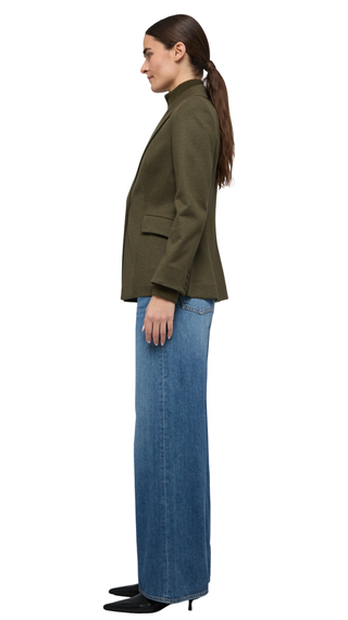 Auden Knit Combo Blazer, Dark Olive